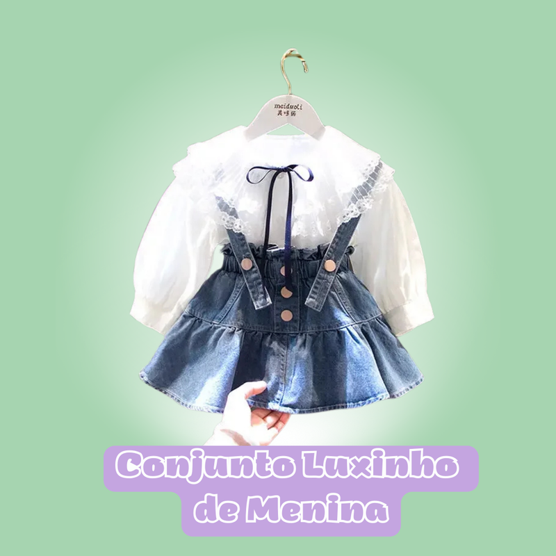 Camisaria Branca e Salopete Jeans