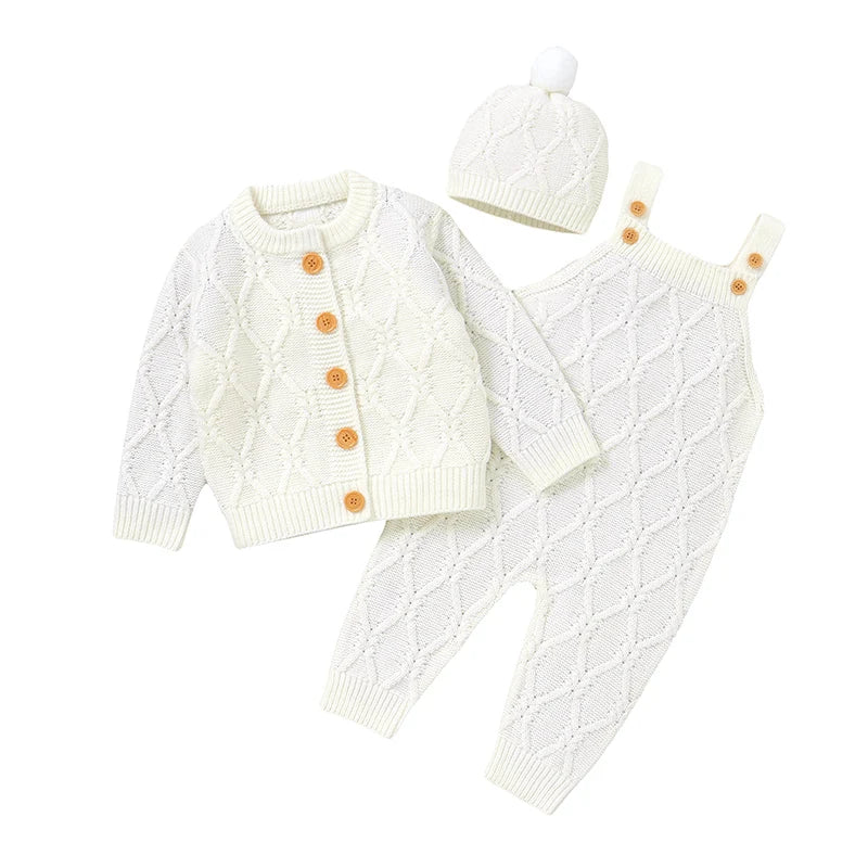 Conjunto Tricô Branco Bebê Doce Encanto 3 peças