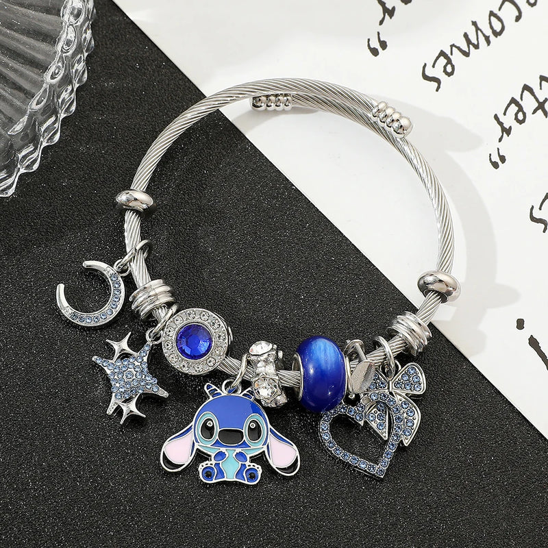 Pulseira Stitch Com Strass Azul